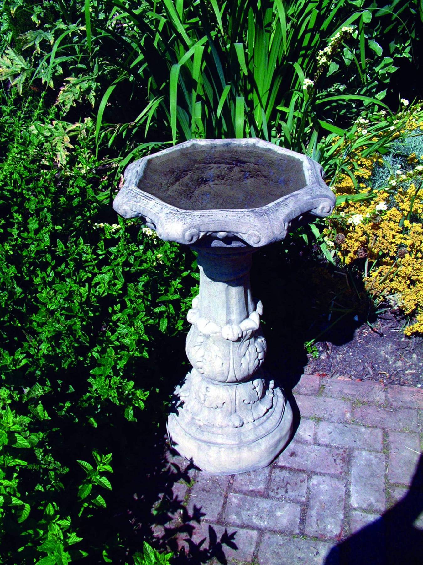 Classical Stone Birdbath with Ornate Bowl