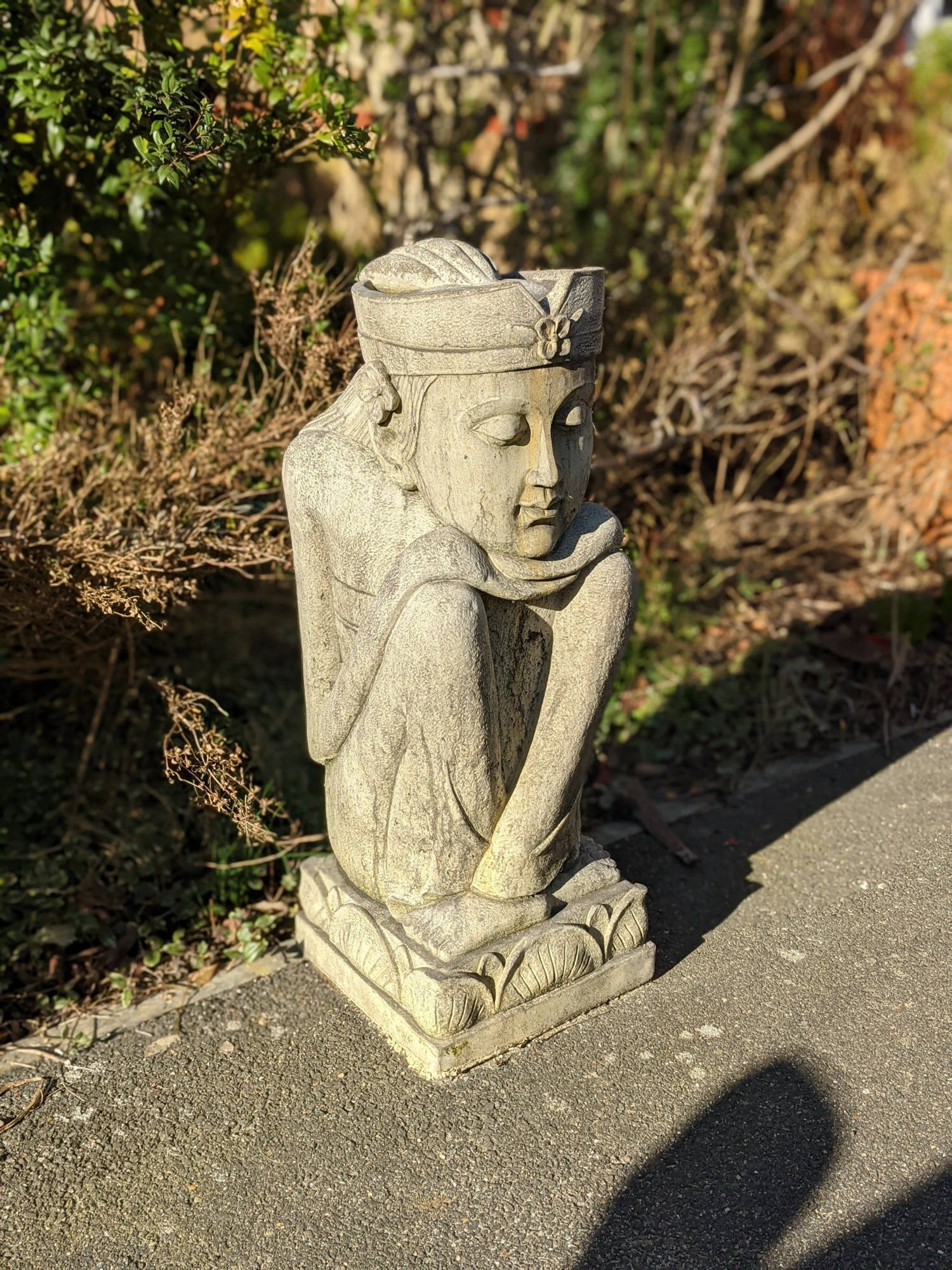 Lotus Deity Stone Statue