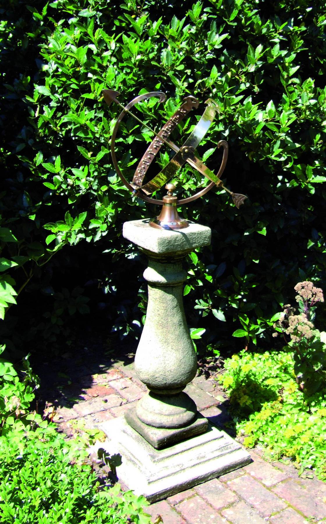Large Armillary on Baluster Stone Garden Pedestal