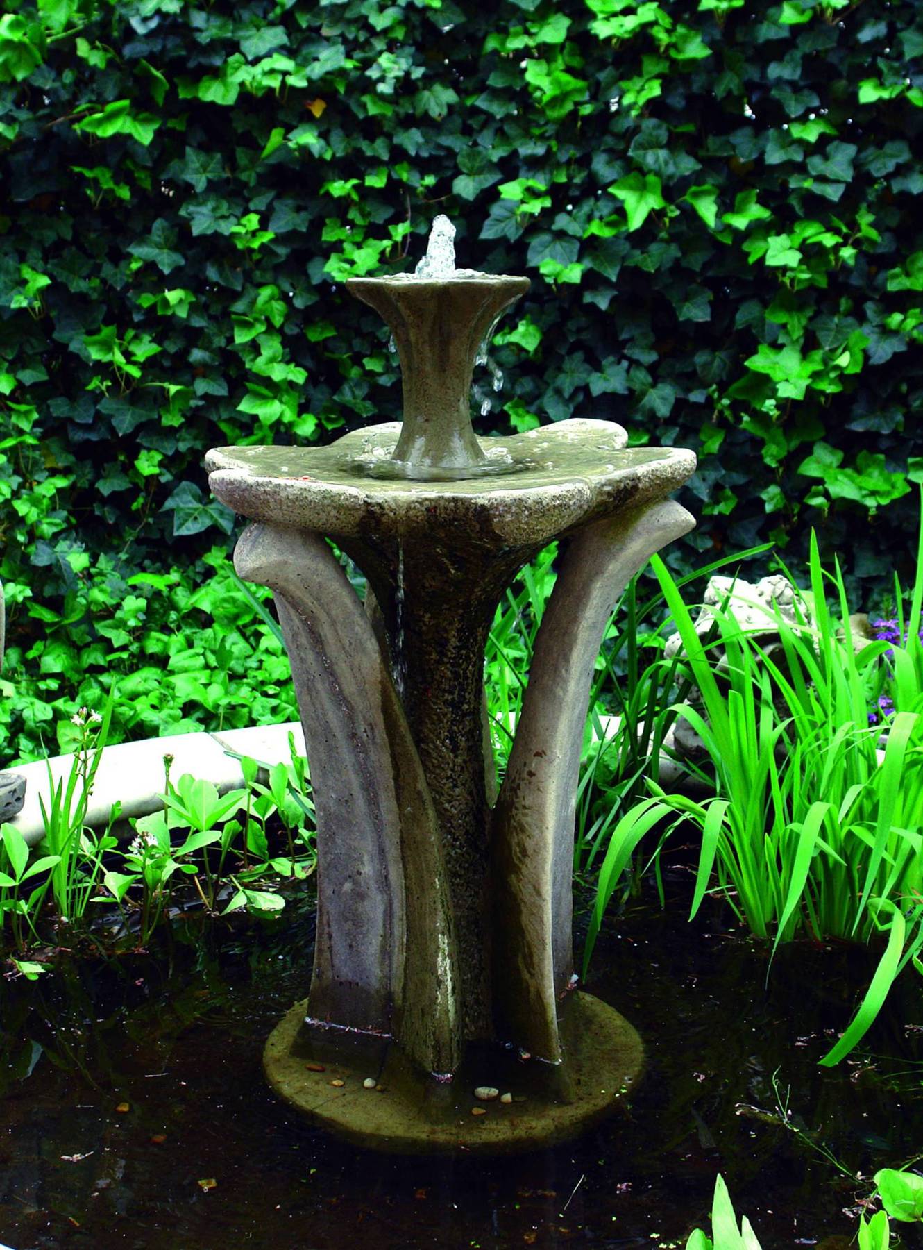 Tiered Flower Stone Fountain
