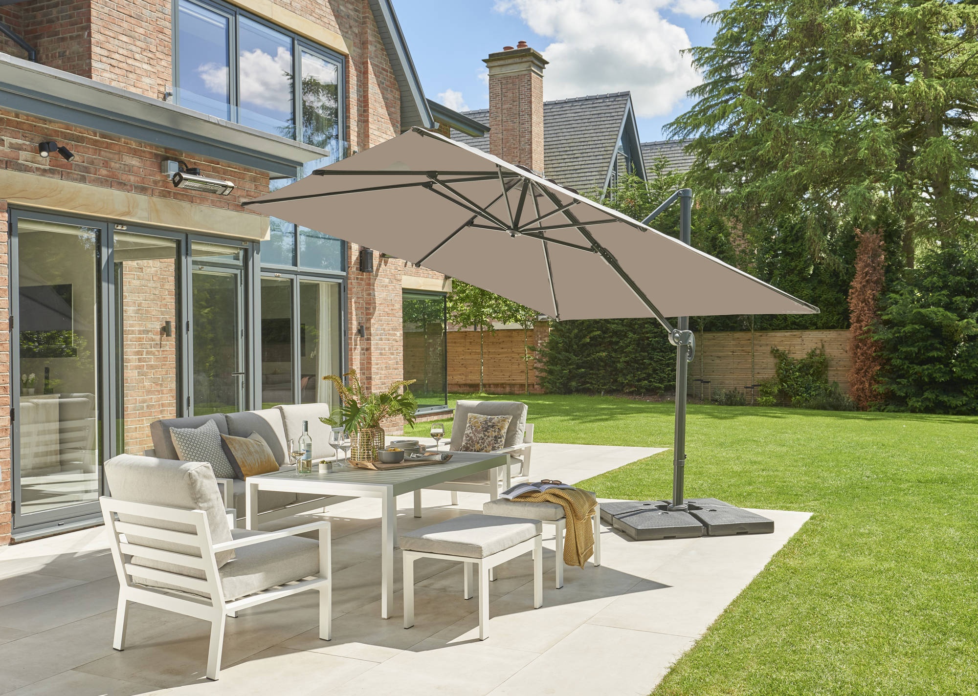 Garden Must Haves Royce Executive 3m Cantilever Parasol Taupe