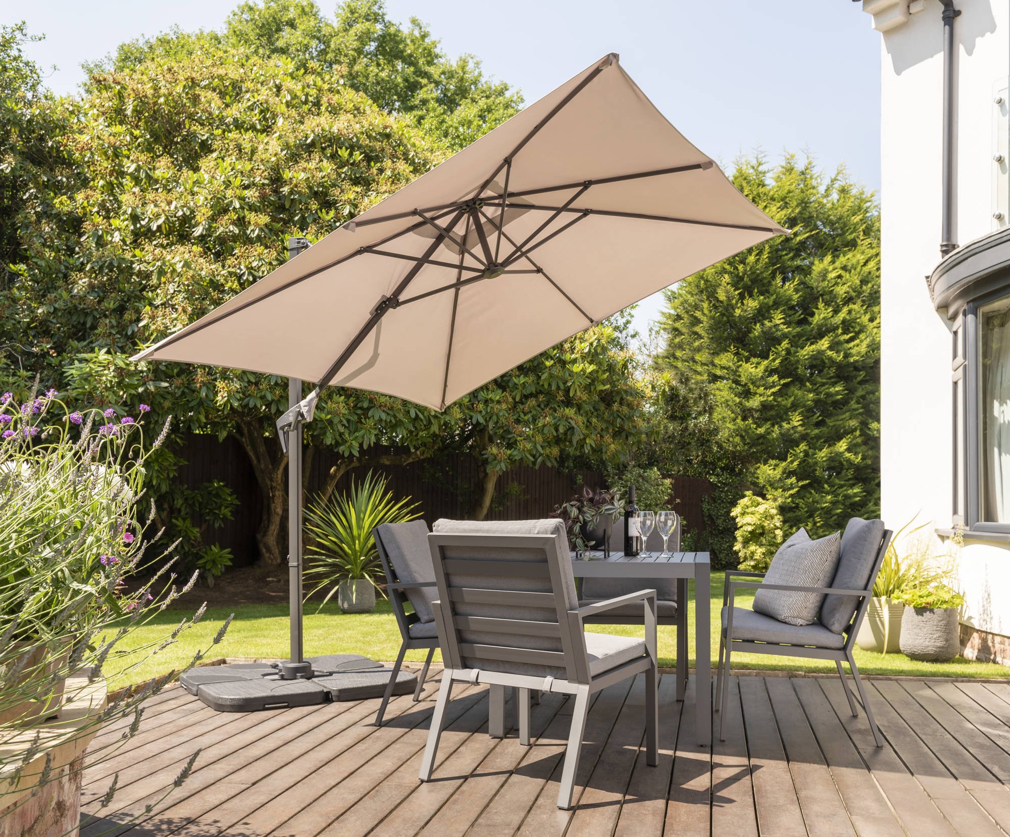 Garden Must Haves Royce Junior 2.5m Cantilever Parasol Taupe