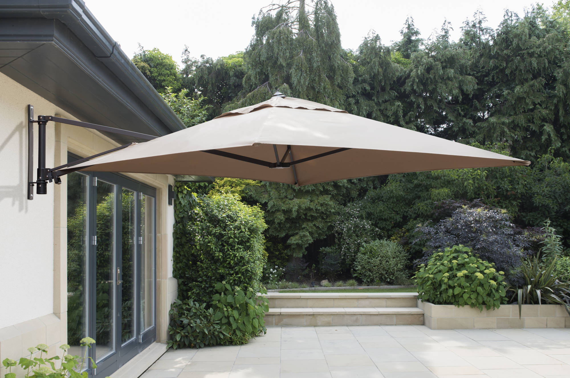 Garden Must Haves 2m Wall Mounted Cantilever Parasol Taupe