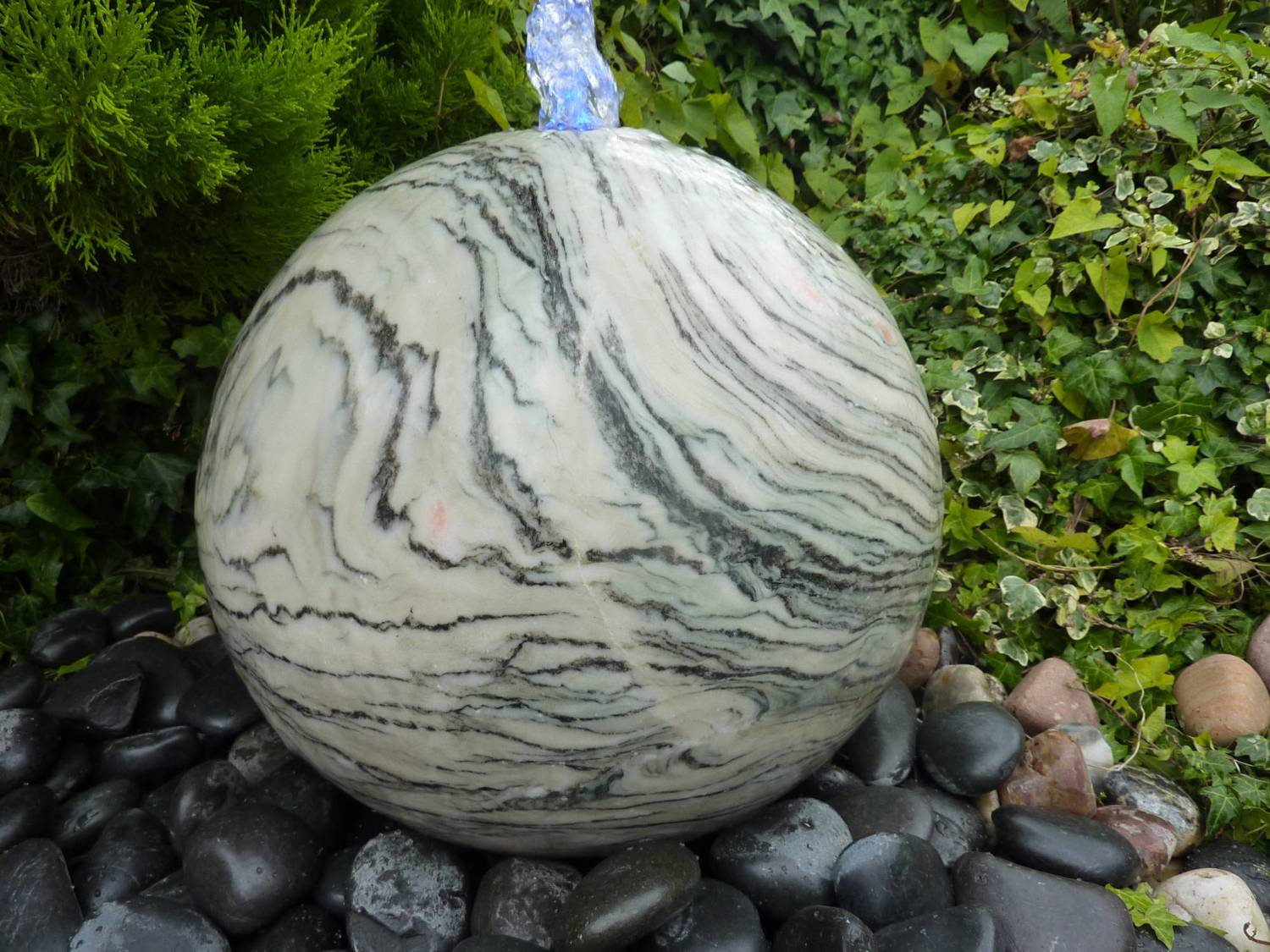 Wave Polished Granite Sphere Water Feature