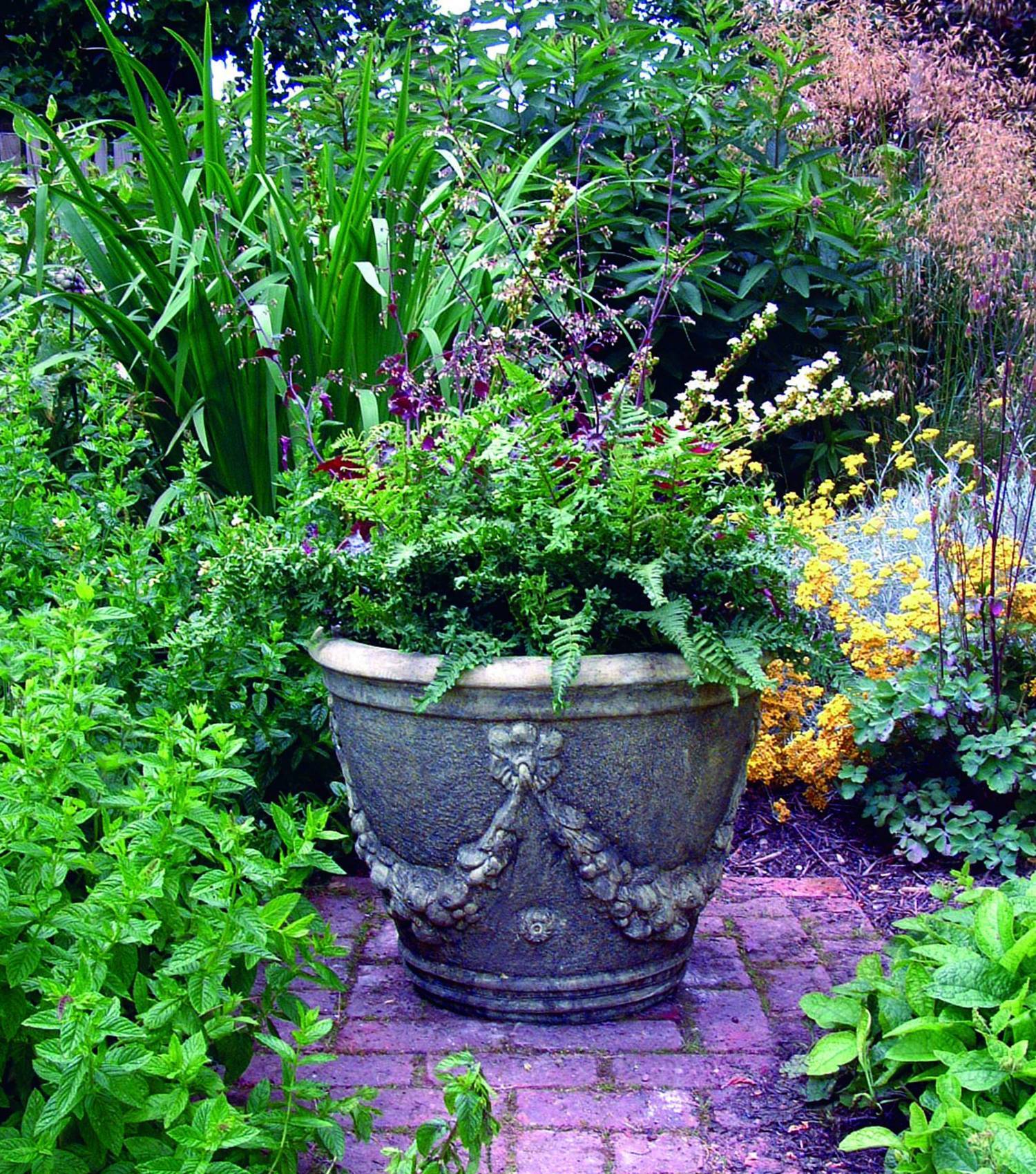 Large Swaggered Stone Garden Vase