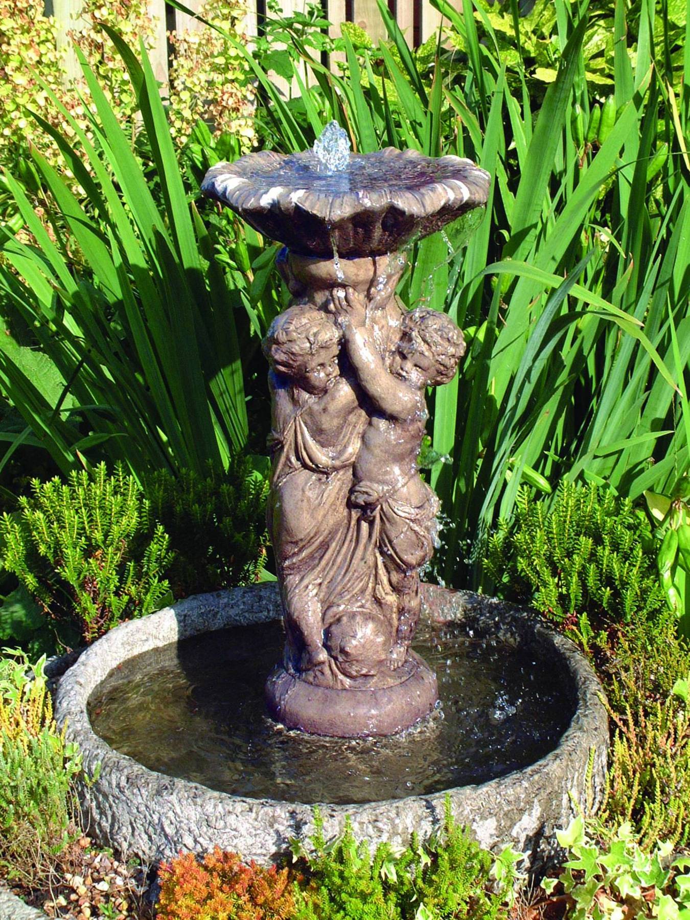 Two Cherub Stone Fountain