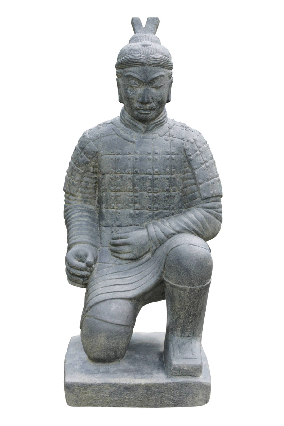 Kneeling Chinese Warrior Stone Ornament