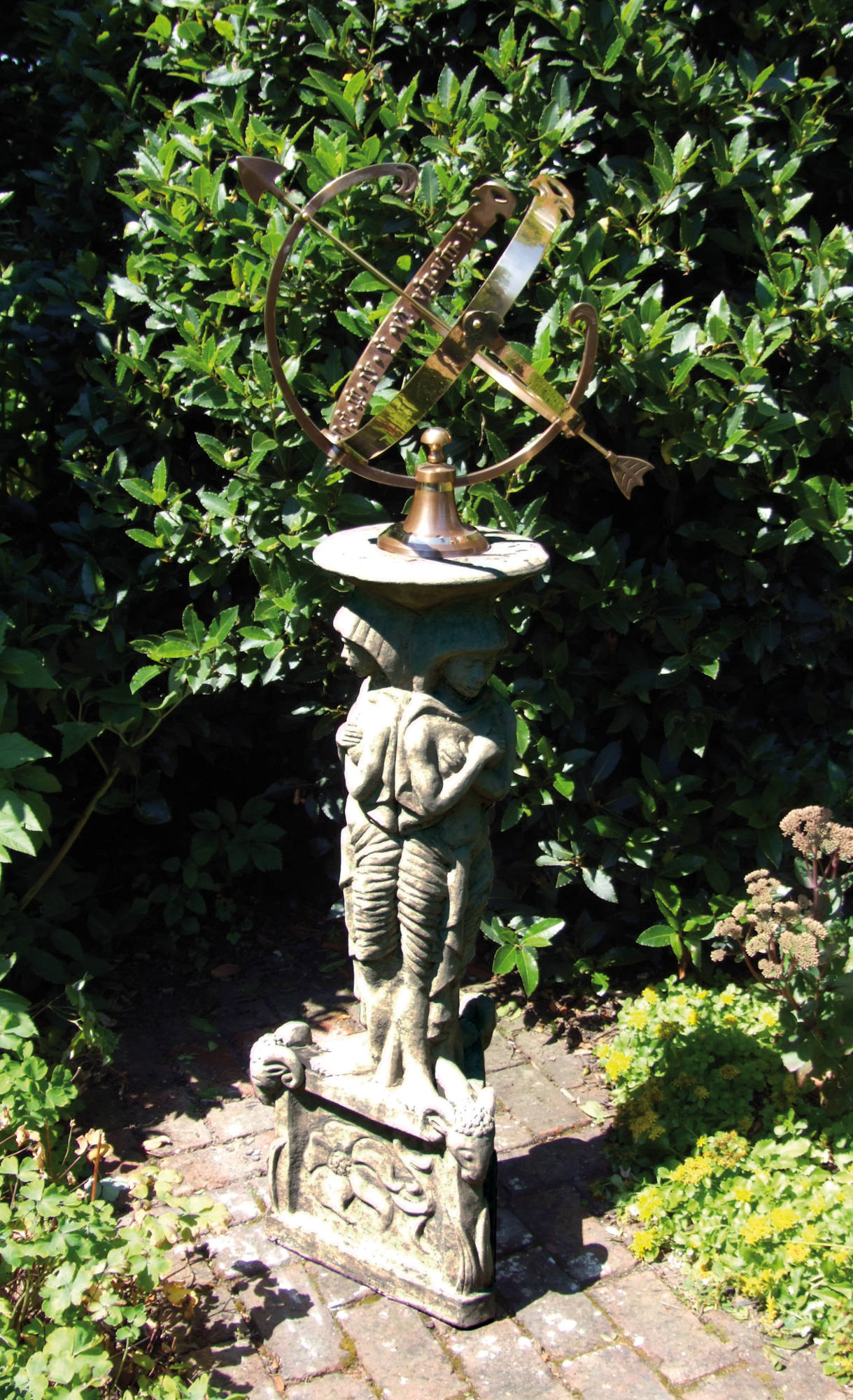 Large Armillary with Egyptian Stone Pedestal